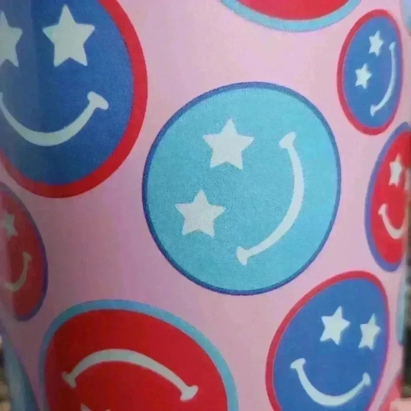 Red White & Blue Smiley‎ Face 40 oz Tumbler with Handle - Picture 3 of 5